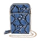 Handytasche mit Tragekette und RFID Schutz, 11x7x18cm, Python-Blau image number 0