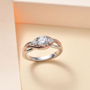 Moissanit Ring 925 Silber, bicolor, (Gr&ouml;&szlig;e 21.00) ca. 0.57 ct