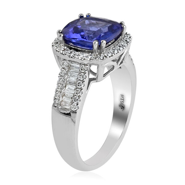 RHAPSODY AAAA Tansanit und VS EF Diamant Halo Ring in 950 Platin - 4,30 ct. image number 7