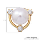 Weiße Süßwasser Perle und Simulierter Weißer Diamant Ohrringe 925 Silber Vergoldet ca. 0,75 ct image number 3