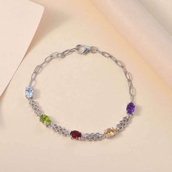 Mehrfarbiger Armband ca. 19 cm 925 Silber platiniert ca. 4.14 ct image number 2