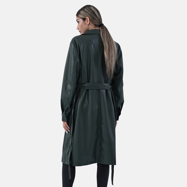 LA MAREY - Kunstleder Mantel, Größe L, Olivgrün image number 2
