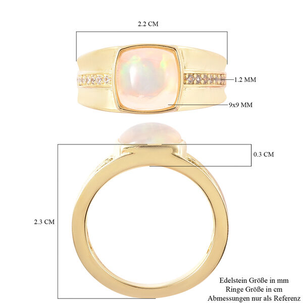 Nat&uuml;rlicher &Auml;thiopischer Opal und Zirkon Ring 925 Silber Gelbgold-&Uuml;berzug image number 6