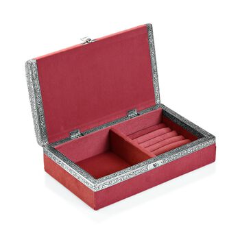 Handgefertigte, oxidierte Schmuckbox mit Eulen-Pr&auml;gung, 24,2x15x7 cm