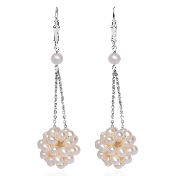 S&uuml;&szlig;wasser Perle Ohrringe 925 Silber rhodiniert