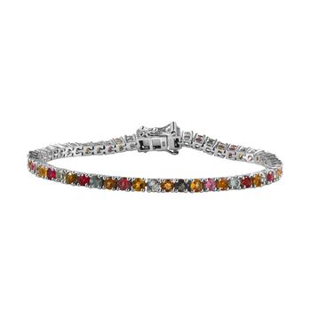 Mehrfarbig-Turmalin Armband ca. 18.5 cm 925 Silber platiniert ca. 5,83 ct.