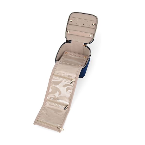 Samt-Schmuckbox mit 4 transparenten Schmuckbeuteln, 12x12x7 cm, Dunkelblau image number 6