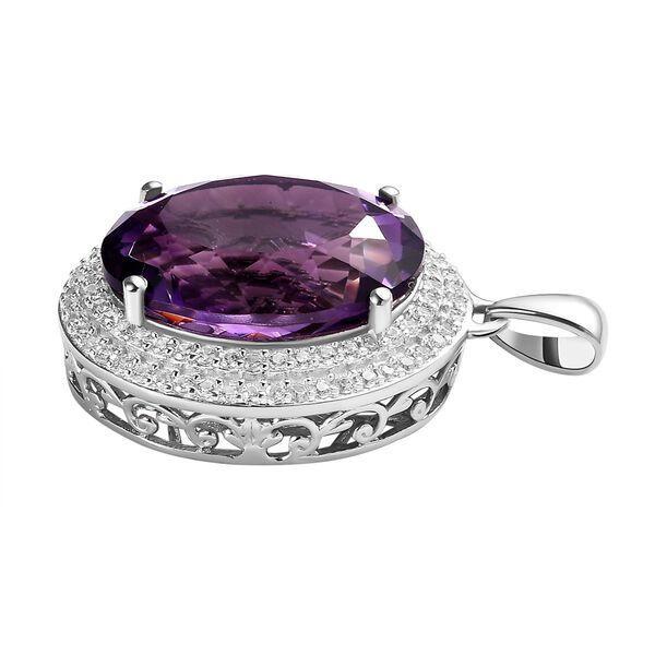 Lusaka Amethyst und Zirkon-Anhänger, 925 Silber platiniert ca. 19,39 ct image number 5