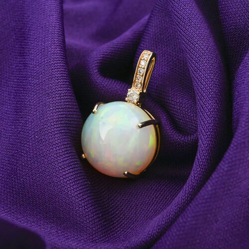 AAA Natürlicher, äthiopischer Welo Opal, Weißer Diamant Anhänger 585 Gold ca. 7,15 ct. image number 1