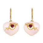 Wei&szlig;e Jade, Rhodolith Granat Ohrringe 925 Silber Gelbgold Vermeil ca. 17,00 ct