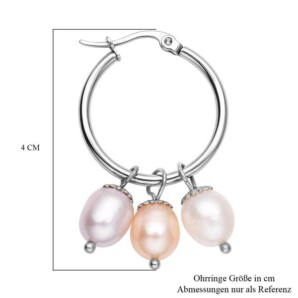 Wei&szlig;e, rosa und lila S&uuml;&szlig;wasserperlen-Creolen mit Charme - 27 ct. image number 2