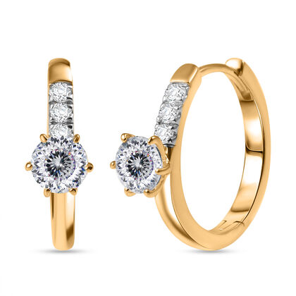 100 Facetten Moissanit Ohrringe 925 Silber 750 Gelb Vergoldet ca. 1.12 ct