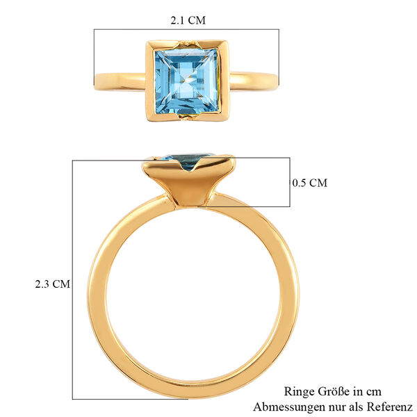 Schweizer Blautopas Solitär Ring 925 Silber vergoldet  ca. 2,10 ct image number 7