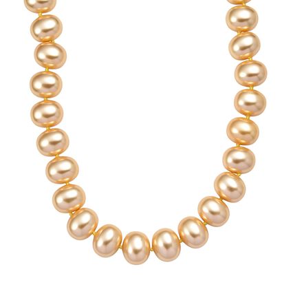 Goldene Farbe Muschelkernperle Halskette ca. 50 cm Reiner Edelstahl Standard