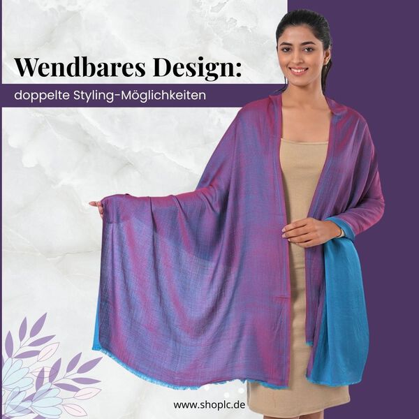 Netzgewebter Viskose-Wendeschal, 70x200cm, Lila-blau image number 2