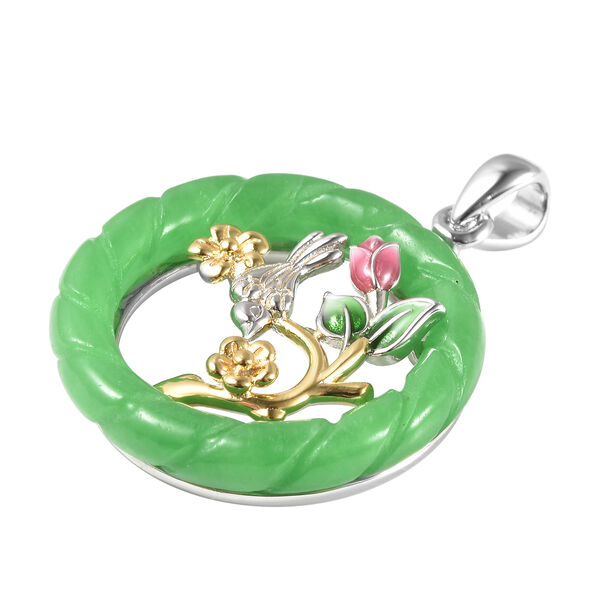 JARDIN KOLLEKTION - gr&uuml;ner Jade Anh&auml;nger, 925 Silber Bicolor ca. 5,75 ct image number 3