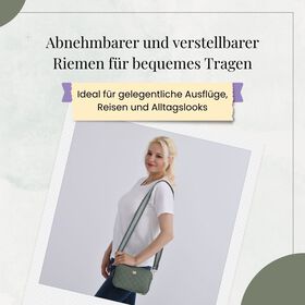 Crossbody-Tasche in Stepp-Optik mit abnehmbarem ethnischem Gurt, 21x13x7,5cm, Gr&uuml;n