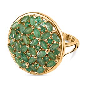 Kagem Sambischer Smaragd Ring, 925 Silber 750 Gelbgold Vermeil (Größe 18.00) ca. 2.83 ct
