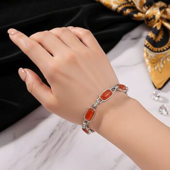 Roter Achat, Wei&szlig;er Kristall Armband Magnettherapie-Armband mit 4 Magneten, ca. 20 cm