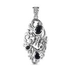Schwarzer Saphir Anhänger, 925 Silber platiniert ca. 3.10 ct