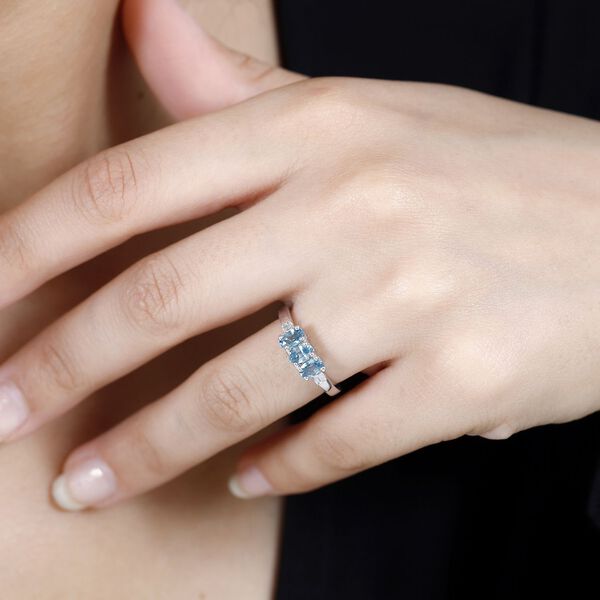 AA blauer Zirkon und Diamant Ring - 1,11 ct. image number 3