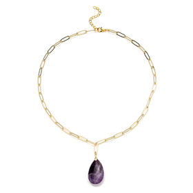 Afrikanischer Amethyst Halskette 50 cm Messing ca. 43.00 ct