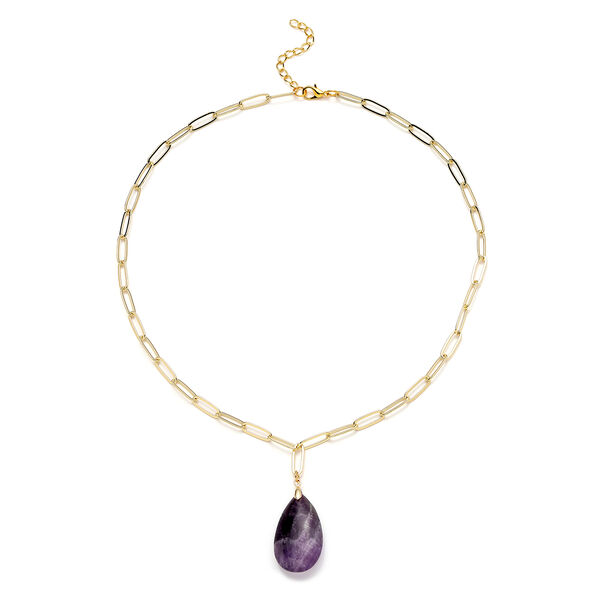 Afrikanischer Amethyst Halskette 50 cm Messing ca. 43.00 ct image number 0