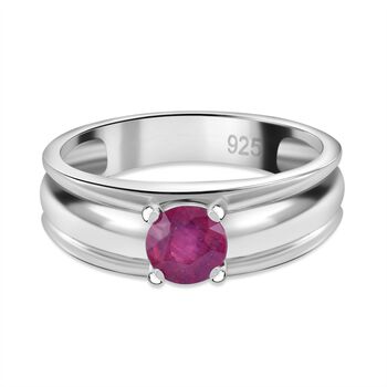 Afrikanischer Rubin (Fissure gef&uuml;llt) Ring, 925 Silber rhodiniert (Gr&ouml;&szlig;e 18.00) ca. 0.76 ct