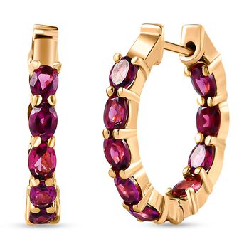 Rhodolith Granat-Creolen, 925 Silber vergoldet ca. 3,71 ct