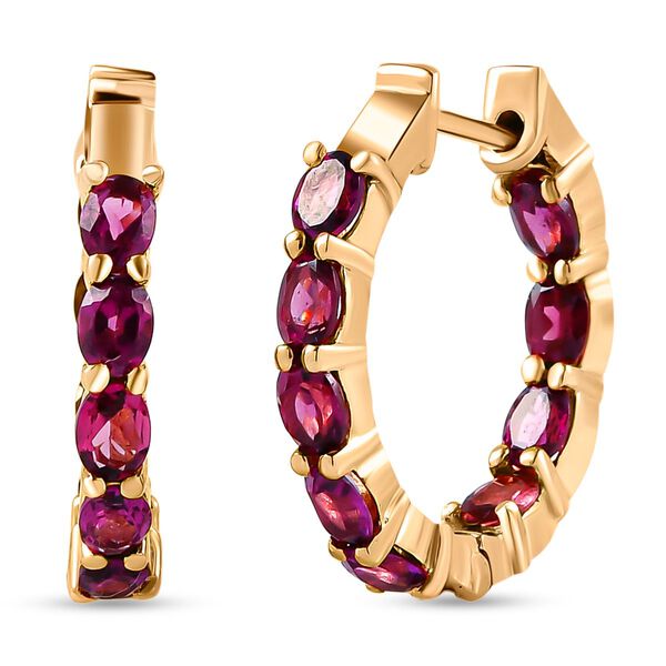 Rhodolith Granat-Creolen, 925 Silber vergoldet ca. 3,71 ct