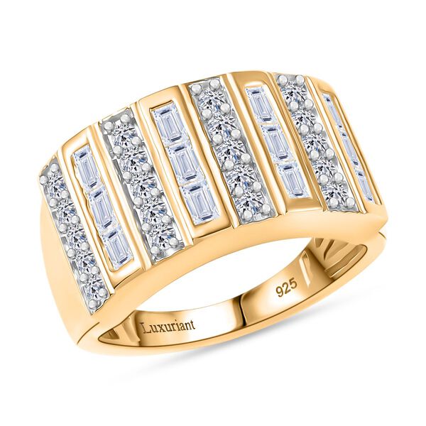 LUXURIANT SGL zertifizierter SI-GH Labor Diamant Ring, 925 Silber rhodiniert und 750 Gelbgold Vermeil - 1 ct. image number 4