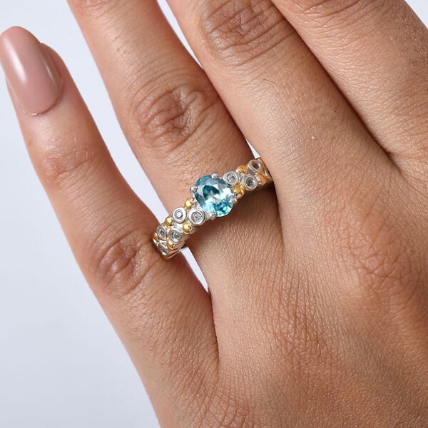 D'Joy AA blauer und wei&szlig;er Zirkon zweifarbiger Ring - 1,55 ct. image number 3