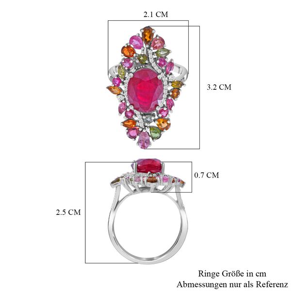 Afrikanischer Rubin (Fissure gef&uuml;llt), mehrfarbiger Turmalin und Zirkon-Ring - 8,36 ct. image number 4