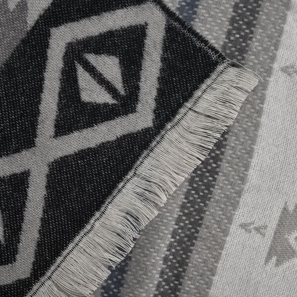 Gewebter Schal mit Fransen, Schwarz und grau image number 3