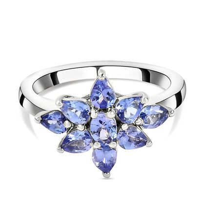 AAA Tansanit-Ring, 925 Silber platiniert (Gr&ouml;&szlig;e 16.00) ca. 1.33 ct