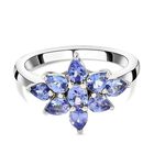 AAA Tansanit-Ring, 925 Silber platiniert (Größe 16.00) ca. 1.33 ct