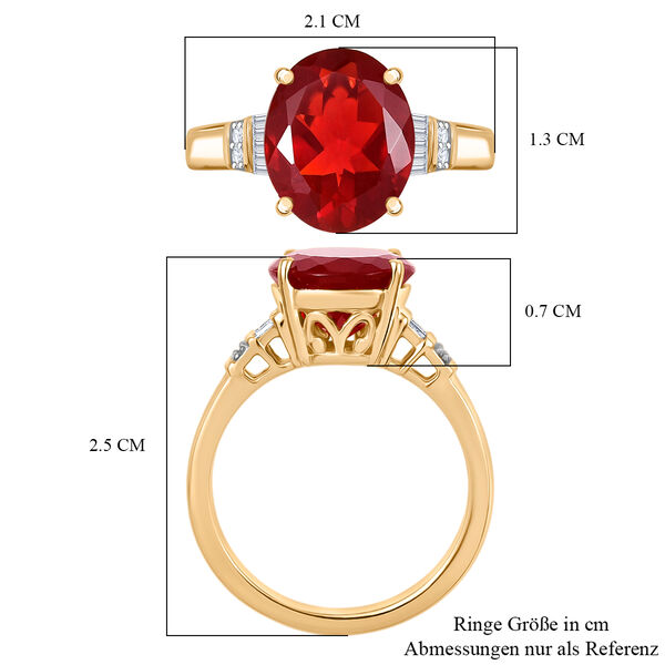 AAAA Mexikanischer Kirschfeuer-Opal, Wei&szlig;er Diamant Ring 585 Gelb Gold (Gr&ouml;&szlig;e 21.00) ca. 3.34 ct image number 6