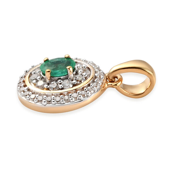 Sambischer Smaragd und Zirkon-Cluster-Halo-Anh&auml;nger in Silber image number 4