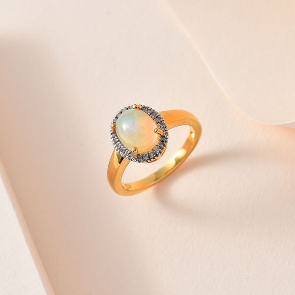 Natürlicher, äthiopischer Welo Opal und Diamant-Ring - 1,23 ct. image number 2