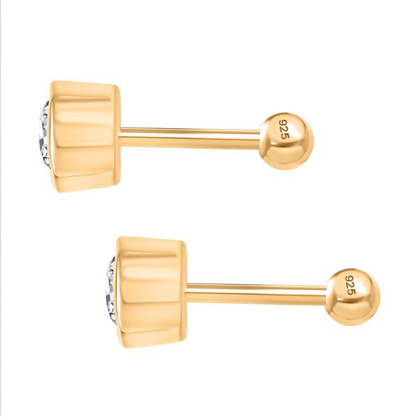 Moissanit Ohrringe 925 Silber 750 Gelbgold Vermeil ca. 0.46 ct image number 4