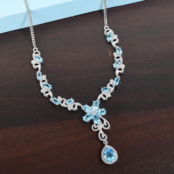 Schweizer Blautopas-Halskette, ca. 45 cm, ca. 7,67 ct image number 3