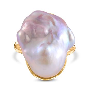 S&uuml;&szlig;wasser Perle Ring, 925 Silber vergoldet (Gr&ouml;&szlig;e 18.00) 11.50 ct