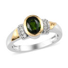 Natürlicher Chromdiopsid und Zirkon Ring 925 Silber Bicolor  ca. 0,98 ct image number 3