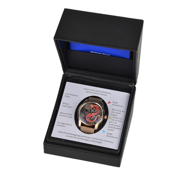 WILLIAM HUNT LIMITIERTE EDITION - Drachen Uhr Seiko Automatik Uhrwerk, 21 Jeweils, Saphir Mineralglas, 5 ATM Wasserdicht, Edelstahl image number 10