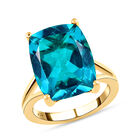 Capri-Blau Triplett Quarz-Ring, 925 Silber vergoldet  ca. 11,06 ct image number 3