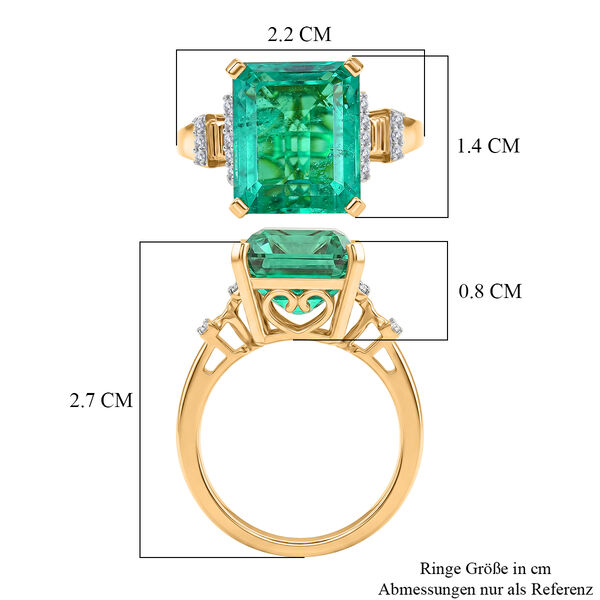 D'Joy Smaragd Triplett Quarz und Zirkon Ring - 10,84 ct. image number 6