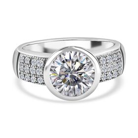 Weißer Zirkonia Ring, 925 Silber rhodiniert, (Größe 17.00)
