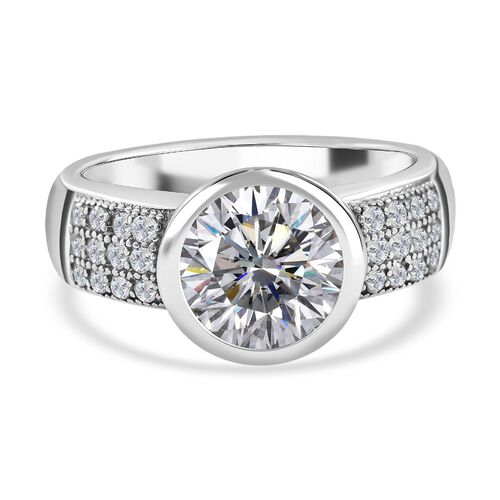 Weißer Zirkonia Ring, 925 Silber rhodiniert, (Größe 17.00) image number 0
