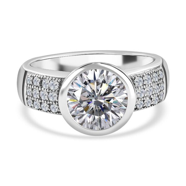 Weißer Zirkonia Ring, 925 Silber rhodiniert, (Größe 17.00) image number 0