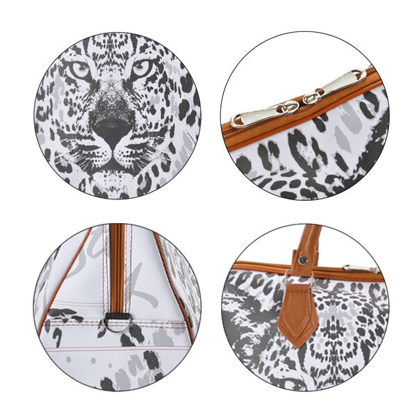 Safari-Tasche mit 100cm Schulterriemen und Leopardenmuster, Schwarz und wei&szlig; image number 6
